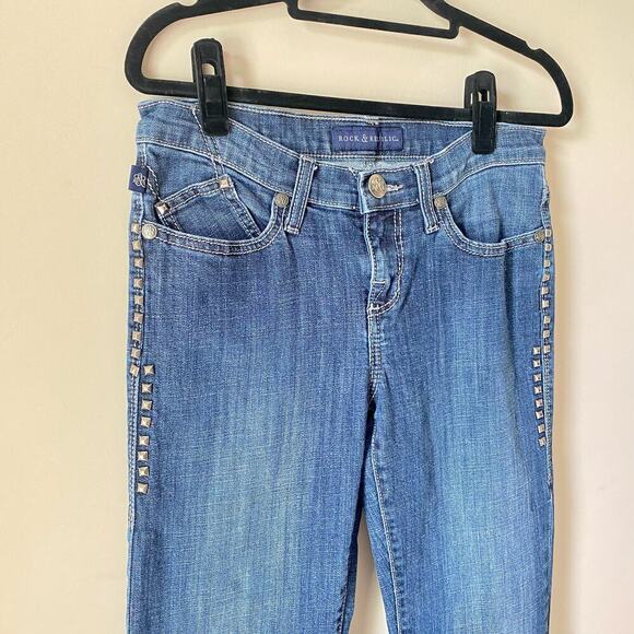 ROCK & REPUBLIC Jeans Kasandra Boot Cut Studded Dark Wash Mid Rise Denim 6 - Picture 8 of 8